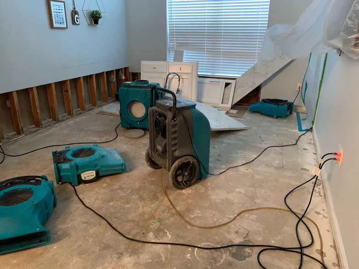 Dehumidifier in flood-cut room for Water Damage Restoration in Folcroft